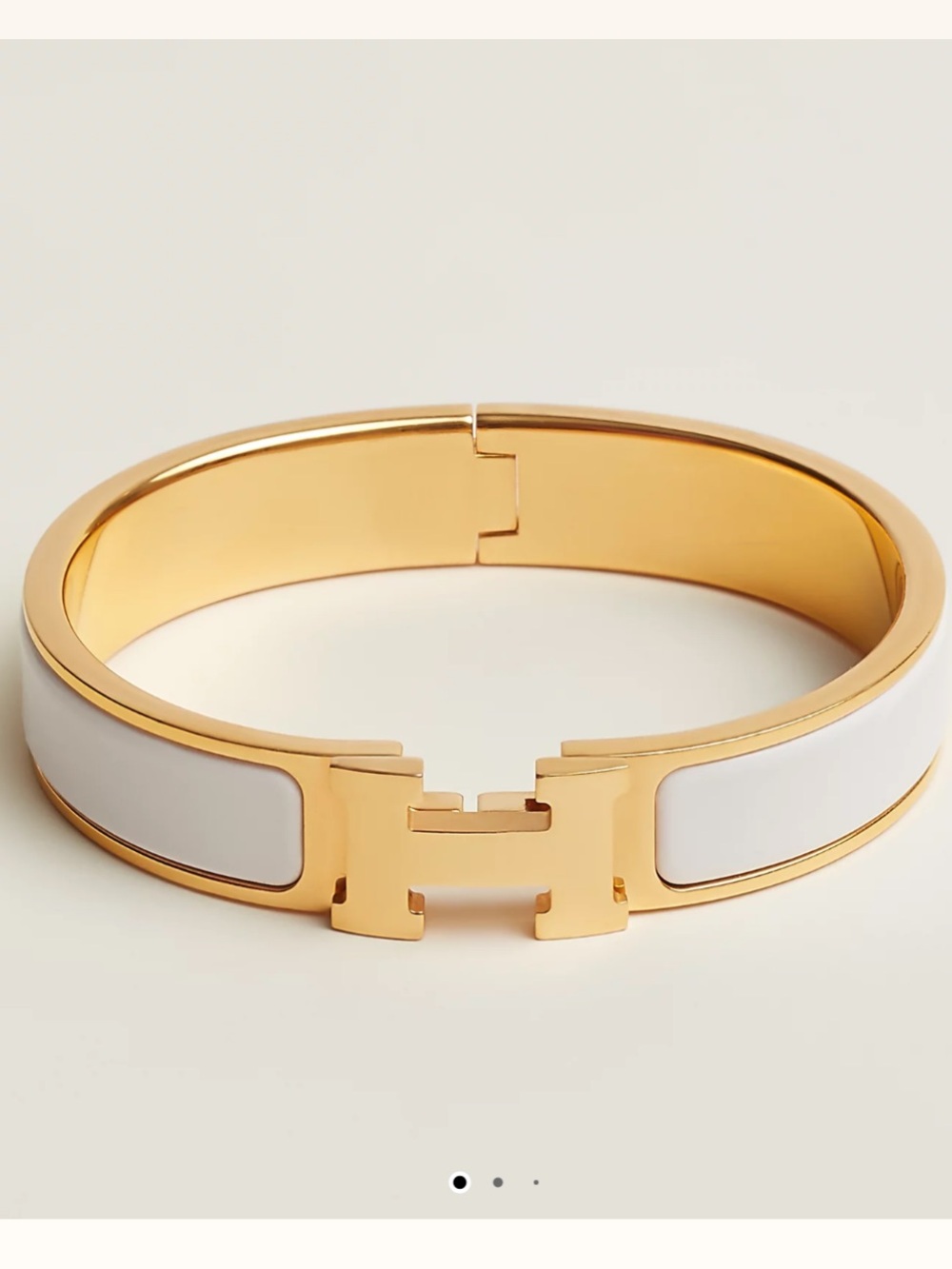 HERMES Clic H Bracelet in Yellow Gold and Blanc NWOT